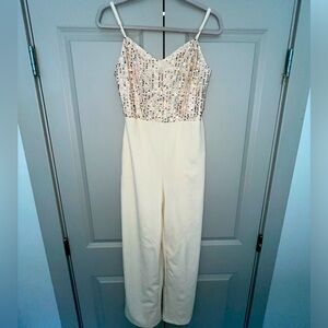 Champagne sequin & cream jumpsuit